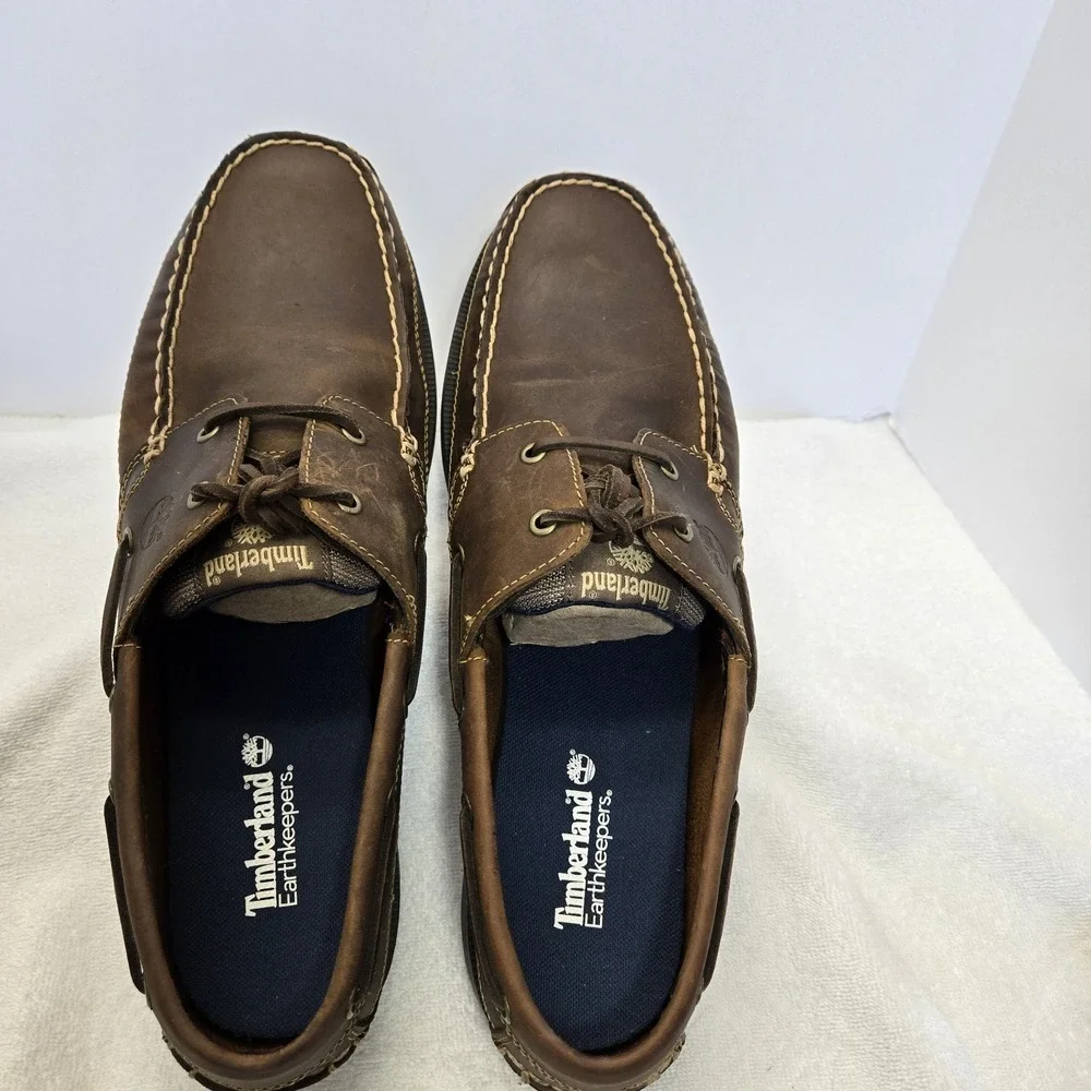 Timberland Classic 2 Eye Leather Boat Shoes Kia Wah Mens Size 15 Brown Loafers